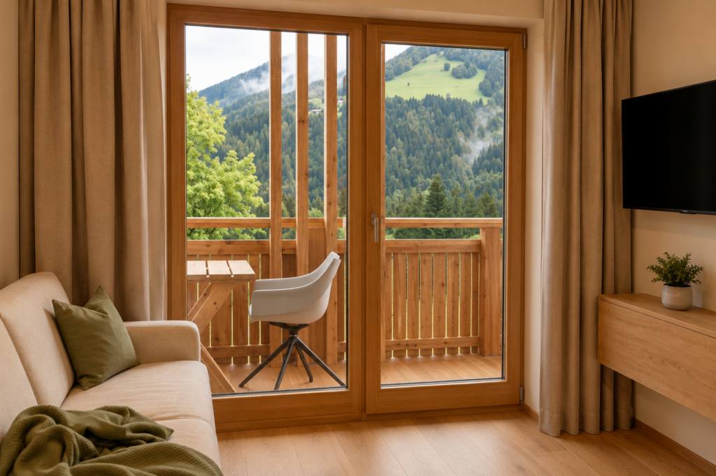 Apartment Löwenzahn/ Arnika Wohnbereich & Ausblick